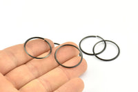 Wire Ear Hoops, 24 Oxidized Brass Black Faceted Wire Hoops, Earring Findings (22x1.3mm) E063