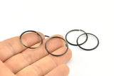 Wire Ear Hoops, 24 Oxidized Brass Black Faceted Wire Hoops, Earring Findings (22x1.3mm) E063
