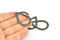 Black Drop Blank, 10 Oxidized Brass Black Drop Blanks, Findings (40x27x0.75mm) E086