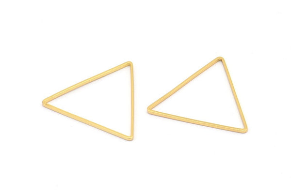 Gold Triangle Charm, 12 Gold Plated Brass Open Triangle Ring Charms (24x0.6x0.9mm) D0065 Q0278