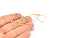 Gold Triangle Charm, 12 Gold Plated Brass Open Triangle Ring Charms (24x0.6x0.9mm) D0065 Q0278