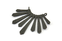 Black Sun Pendant, 1 Oxidized Brass Black Textured Sunny Pendants With 2 Loops (37x33.5x2mm) BS 1991 H1347