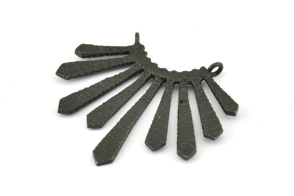 Black Sun Pendant, 1 Oxidized Brass Black Textured Sunny Pendants With 2 Loops (37x33.5x2mm) BS 1991 H1347