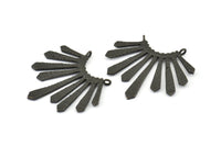 Black Sun Pendant, 1 Oxidized Brass Black Textured Sunny Pendants With 2 Loops (37x33.5x2mm) BS 1991 H1347