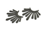 Black Sun Pendant, 1 Oxidized Brass Black Textured Sunny Pendants With 2 Loops (37x33.5x2mm) BS 1991 H1347
