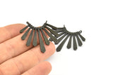 Black Sun Pendant, 1 Oxidized Brass Black Textured Sunny Pendants With 2 Loops (37x33.5x2mm) BS 1991 H1347