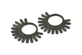 Siyah Güneş Kolye, 4 Oksitlenmiş Pirinç Siyah Dokulu Güneş Kolye, Küpeler, Bulgular (26x34x1,5 mm) BS 2433 S822