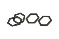 Hexagon Choker Charm, 6 Oxidized Brass Black Hexagon Charms With 1 Hole, Pendants, Findings (26.5x19x1mm) E018