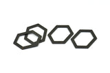 Hexagon Choker Charm, 6 Oxidized Brass Black Hexagon Charms With 1 Hole, Pendants, Findings (26.5x19x1mm) E018