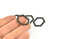 Hexagon Choker Charm, 6 Oxidized Brass Black Hexagon Charms With 1 Hole, Pendants, Findings (26.5x19x1mm) E018
