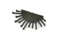 Ay ve Güneş, 2 Oksitlenmiş Pirinç Siyah Hilal ve Yarı Güneş Etnik Kolye, 2 Halka, Bulgular, Tılsımlar (37x21x1mm) BS 2444 S819