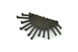 Ay ve Güneş, 2 Oksitlenmiş Pirinç Siyah Hilal ve Yarı Güneş Etnik Kolye, 2 Halka, Bulgular, Tılsımlar (37x21x1mm) BS 2444 S819
