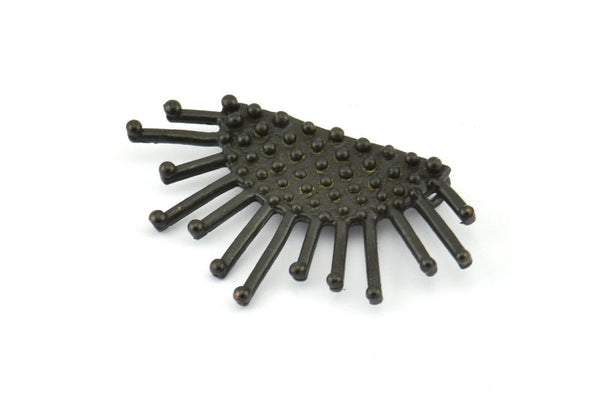 Ay ve Güneş, 2 Oksitlenmiş Pirinç Siyah Hilal ve Yarı Güneş Etnik Kolye, 2 Halka, Bulgular, Tılsımlar (37x21x1mm) BS 2444 S819