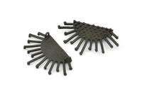 Ay ve Güneş, 2 Oksitlenmiş Pirinç Siyah Hilal ve Yarı Güneş Etnik Kolye, 2 Halka, Bulgular, Tılsımlar (37x21x1mm) BS 2444 S819