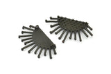 Ay ve Güneş, 2 Oksitlenmiş Pirinç Siyah Hilal ve Yarı Güneş Etnik Kolye, 2 Halka, Bulgular, Tılsımlar (37x21x1mm) BS 2444 S819