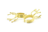 Claw Ring Settings - 2 Raw Brass 4 Claw Ring Blanks For Natural Stones V051