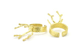 Claw Ring Settings - 2 Raw Brass 4 Claw Ring Blanks For Natural Stones V051