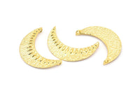Altın Hilal Kolye, 2 Halkalı 1 Altın Kaplama Pirinç Dokulu Hilal Kolye (34x11mm) V053