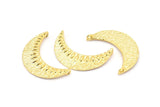 Altın Hilal Kolye, 2 Halkalı 1 Altın Kaplama Pirinç Dokulu Hilal Kolye (34x11mm) V053