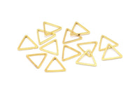 Gold Triangle Charm, 12 Gold Plated Brass Open Triangle Ring Charms (14x1mm) BS 1023