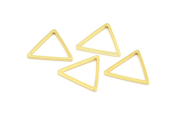 Gold Triangle Charm, 12 Gold Plated Brass Open Triangle Ring Charms (17x1mm) Bs 1025