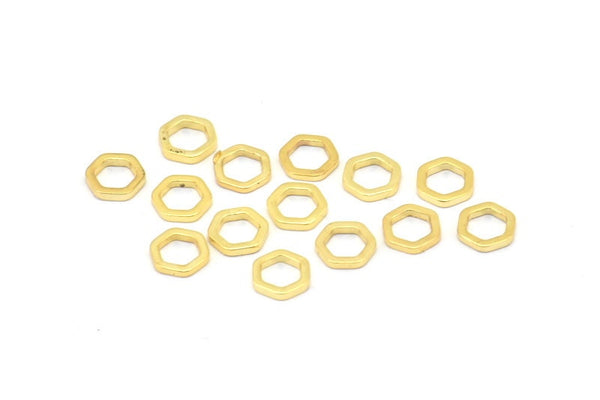 Altın Altıgen Yüzük, 24 Altın Kaplama Pirinç Altıgen Yüzük (6x1mm) D0012