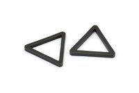 Black Triangle Charm - 6 Oxidized Brass Black Triangles (24x2mm) D0015