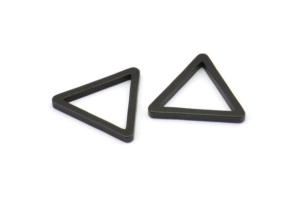 Black Triangle Charm - 6 Oxidized Brass Black Triangles (24x2mm) D0015