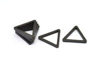 Black Triangle Charm - 6 Oxidized Brass Black Triangles (24x2mm) D0015