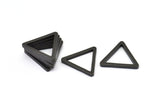 Black Triangle Charm - 6 Oxidized Brass Black Triangles (24x2mm) D0015