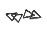 Black Triangle Charm - 6 Oxidized Brass Black Triangles (24x2mm) D0015