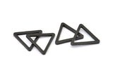 Black Triangle Charm - 6 Oxidized Brass Black Triangles (24x2mm) D0015