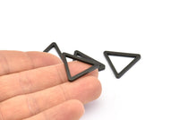 Black Triangle Charm - 6 Oxidized Brass Black Triangles (24x2mm) D0015