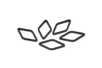 Open Cut Diamond, 25 Oxidized Brass Black Open Diamond Ring Charms (9x17x1mm) D0029