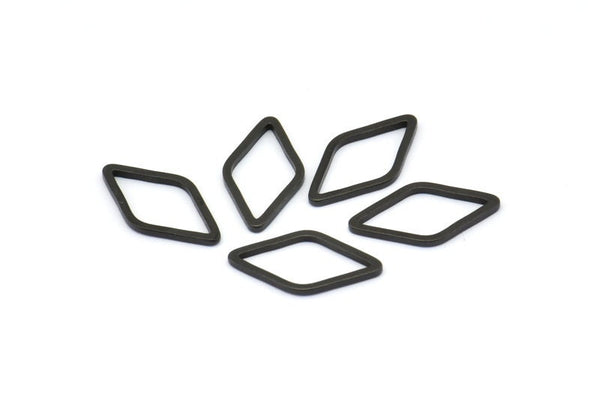 Open Cut Diamond, 25 Oxidized Brass Black Open Diamond Ring Charms (9x17x1mm) D0029