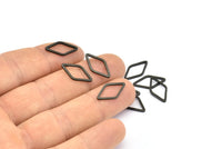 Open Cut Diamond, 25 Oxidized Brass Black Open Diamond Ring Charms (9x17x1mm) D0029