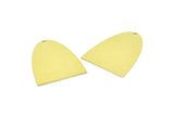 Half Ellipse Charm, 6 Raw Brass Half Ellipse Shape Charms With 1 Hole, Pendants, Earrings, Findings (28x24x0.70mm) B0213