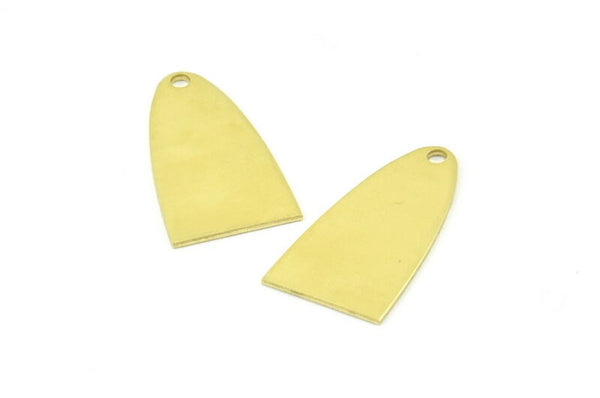 Half Ellipse Charm, 15 Raw Brass Half Ellipse Shape Charms With 1 Hole, Pendants, Earrings, Findings (23x12x0.70mm) B0219