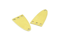 Half Ellipse Charm, 15 Raw Brass Half Ellipse Shape Charms With 4 Holes, Pendants, Earrings, Findings (23x12x0.80mm) B0221