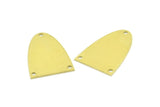 Half Ellipse Charm, 10 Raw Brass Half Ellipse Shape Charms With 3 Holes, Pendants, Earrings, Findings (26x18x0.70mm) B0223