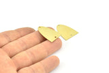 Half Ellipse Charm, 10 Raw Brass Half Ellipse Shape Charms With 2 Holes, Pendants, Earrings, Findings (26x18x0.70mm) B0224
