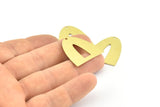 Half Ellipse Charm, 6 Raw Brass Half Ellipse Shape Charms With 1 Hole, Pendants, Earrings, Findings (28x24x0.70mm) B0233