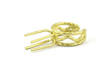 Claw Ring Settings - 2 Raw Brass 4 Claw Ring Blanks For Natural Stones E658