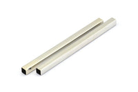 Geometric Tube Beads, 6 Silver Tone Brass Square Tubes (5x80mm) Bs 1609