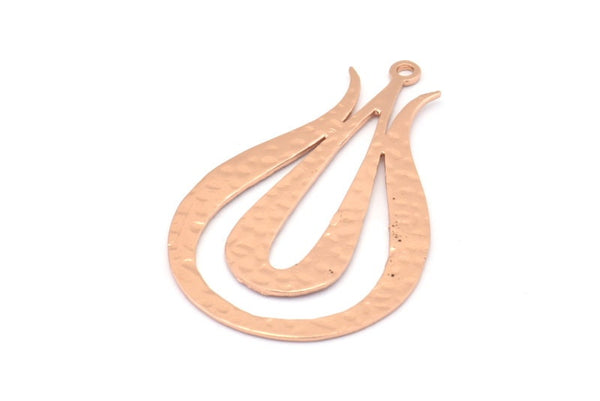 Rose Gold Tulip Pendant, 1 Rose Gold Plated Brass Textured Tulip Flower Pendants With 1 Loop, Charms, Earrings (46x30x0.80mm) V113