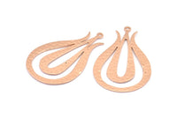Rose Gold Tulip Pendant, 1 Rose Gold Plated Brass Textured Tulip Flower Pendants With 1 Loop, Charms, Earrings (46x30x0.80mm) V113