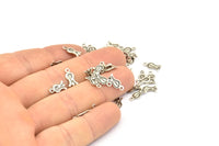 Silver Tulip Charm, 50 Antique Silver Plated Brass Tulip Charms (10x5mm) A0507