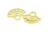 Brass Ethnic Pendant, 4 Raw Brass Semi Circle Pendants with 1 Hole, Earrings (32x26x1mm) E664