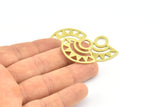 Brass Ethnic Pendant, 4 Raw Brass Semi Circle Pendants with 1 Hole, Earrings (32x26x1mm) E664
