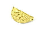Brass Ethnic Pendant, 2 Raw Brass Semi Circle Pendants with 2 Loops (30x15mm) E665